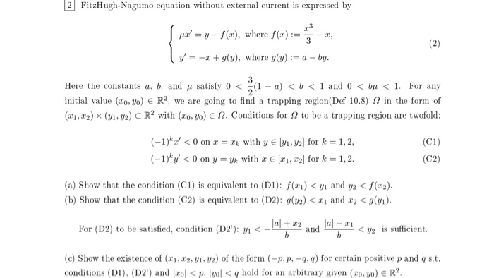 2 FitzHugh-Nagumo equation without external current | Chegg.com