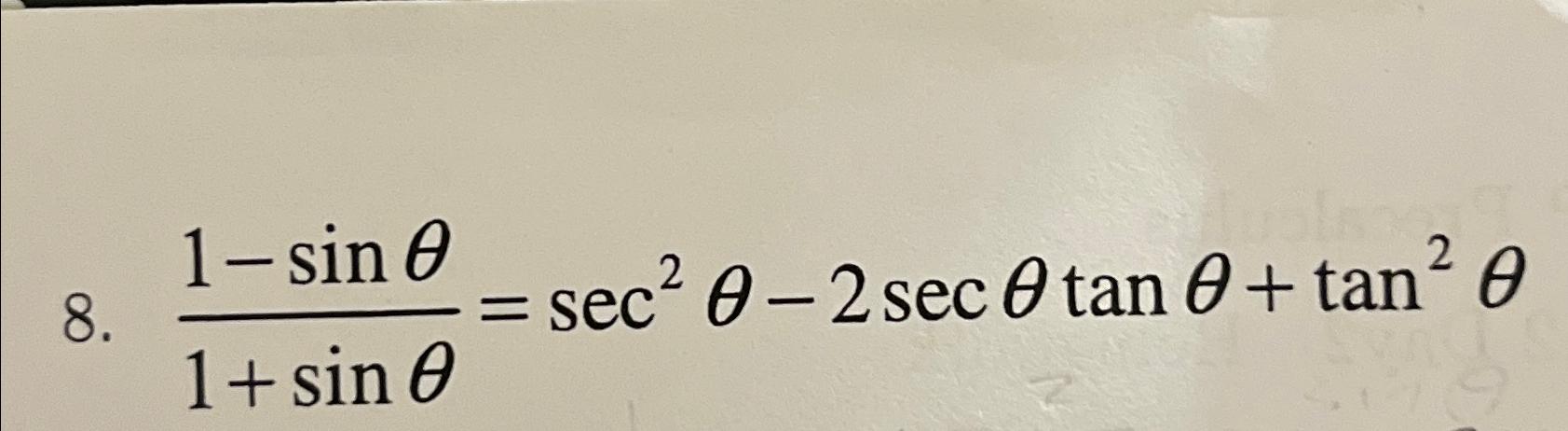 1 sin 2 theta * sec 2 theta is equal to