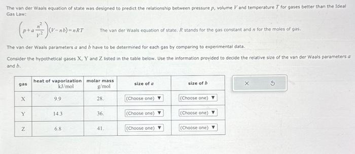 Solved The van der Waals equation of state was designed to | Chegg.com