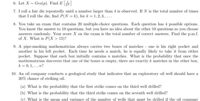 Solved Roll a fair die repeatedly. Let X be the number of | Chegg.com