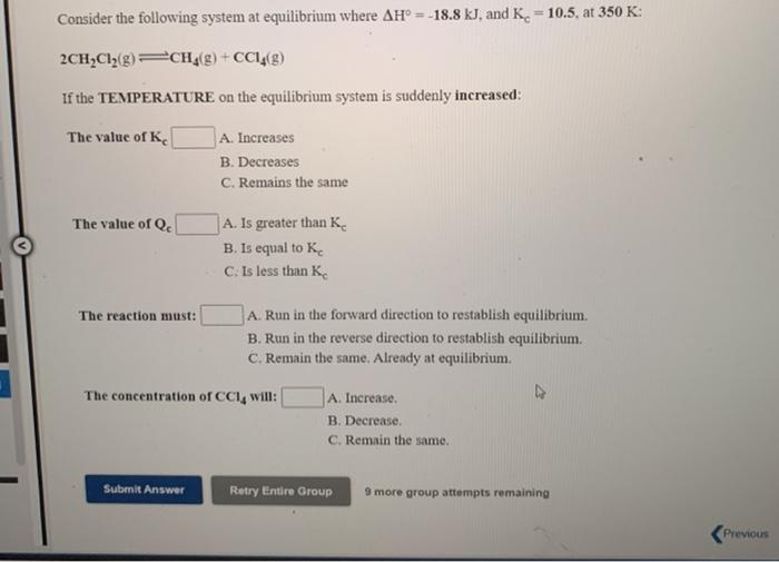 Solved Consider the following system at equilibrium where AH | Chegg.com