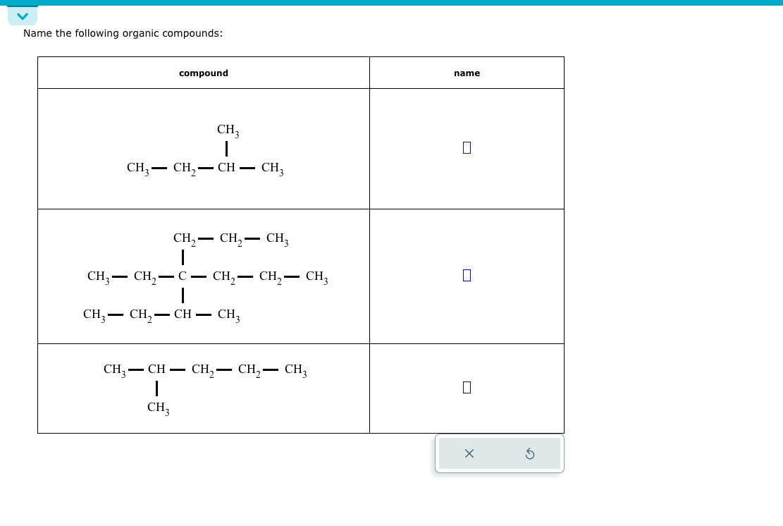 Solved Name the following organic compounds: | Chegg.com