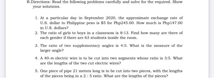 1.give the value of the following in philippine pesoA.5 dollars B.10  dollarsC.50 DollarsD.100 