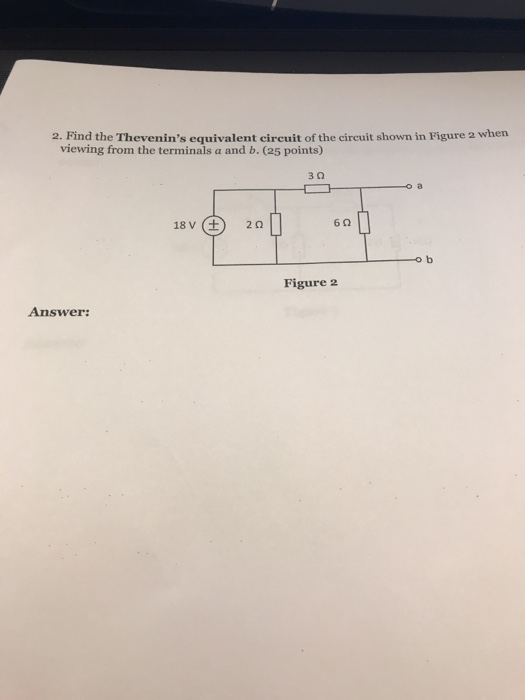 Solved 2. Find The Thevenin's Equivalent Circuit Of The | Chegg.com