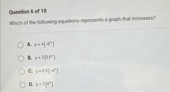 Solved Question 6 of 10 Which of the following equations | Chegg.com