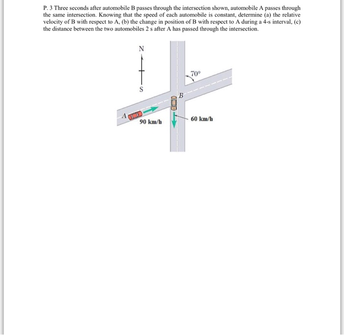 Solved P. 3 Three Seconds After Automobile B Passes Through | Chegg.com