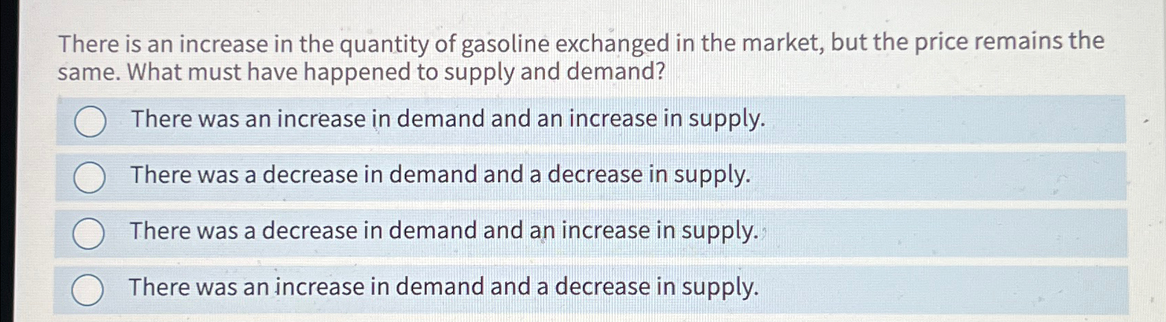 Solved There is an increase in the quantity of gasoline | Chegg.com