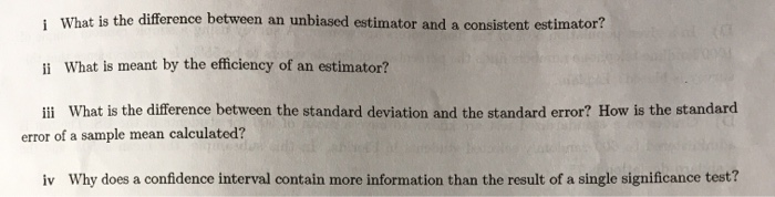 Solved iWhat is the difference between an unbiased estimator | Chegg.com