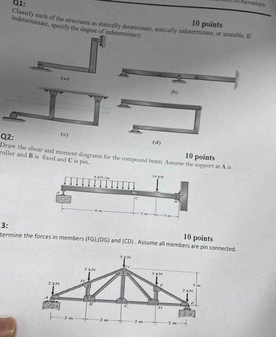 Solved Classify Each Of The Structures As Statically | Chegg.com