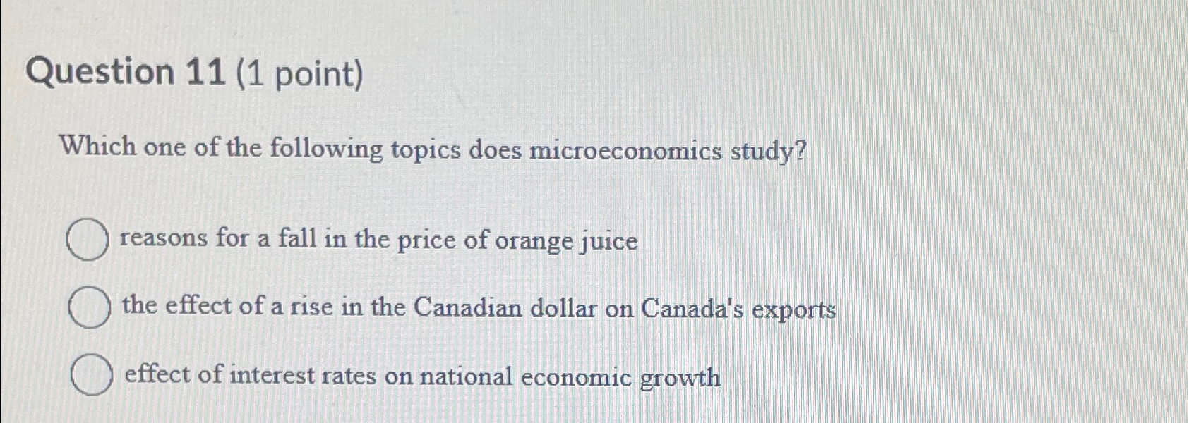 Solved Question 11 (1 ﻿point)Which one of the following | Chegg.com