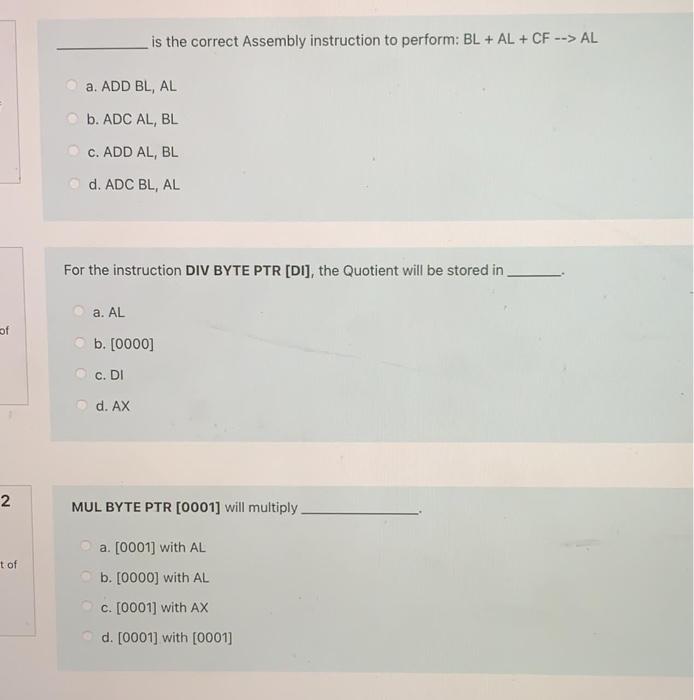 Solved Write Assembly instructions to perform below given | Chegg.com