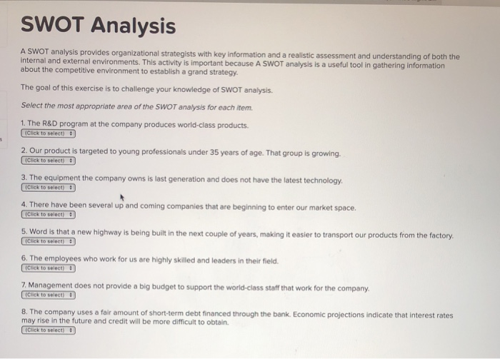 Solved Swot Analysis A Swot Analysis Provides Organizational Chegg Com