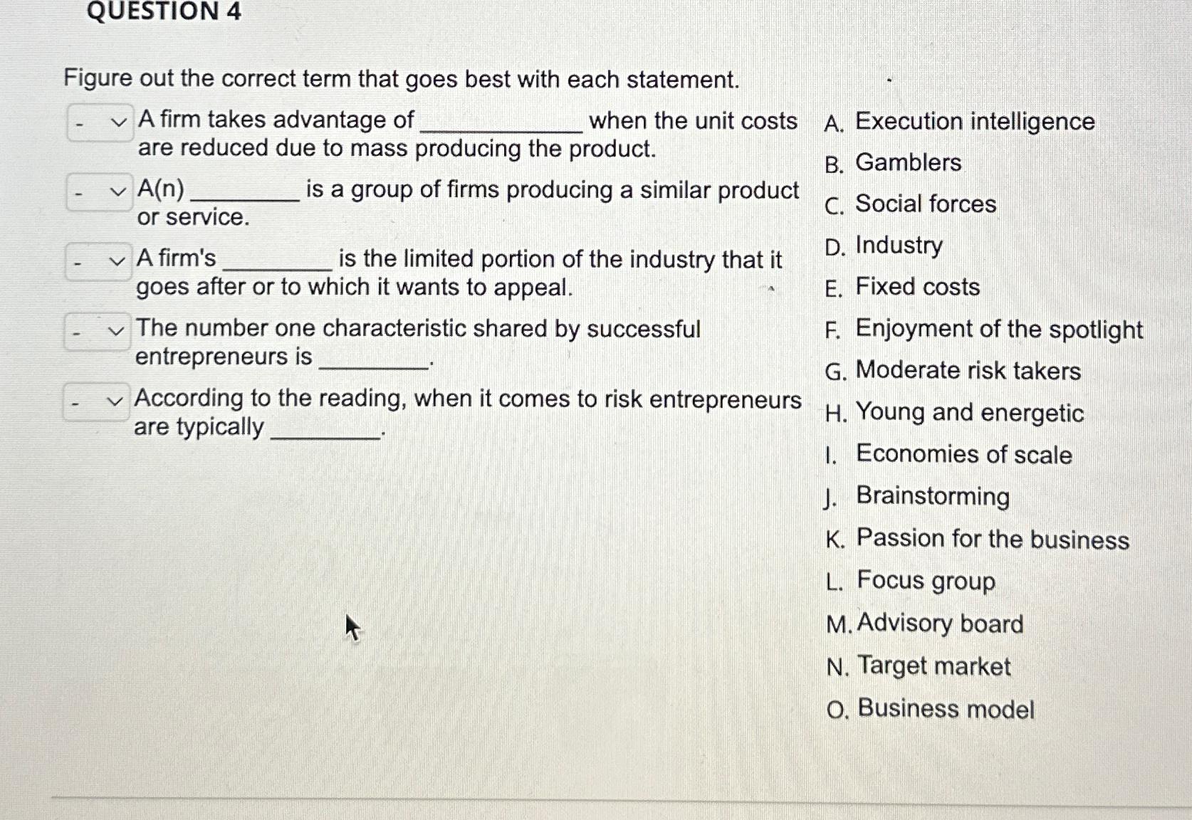 Solved QUESTION 4Figure Out The Correct Term That Goes Best | Chegg.com