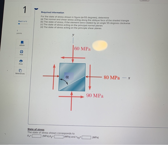 Solved Required information For the state of stress shown in | Chegg.com