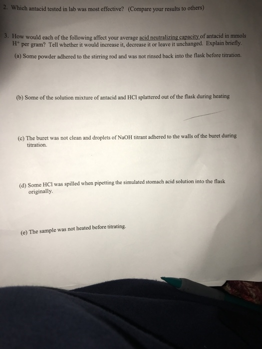 2. Which antacid tested in lab was most effective?