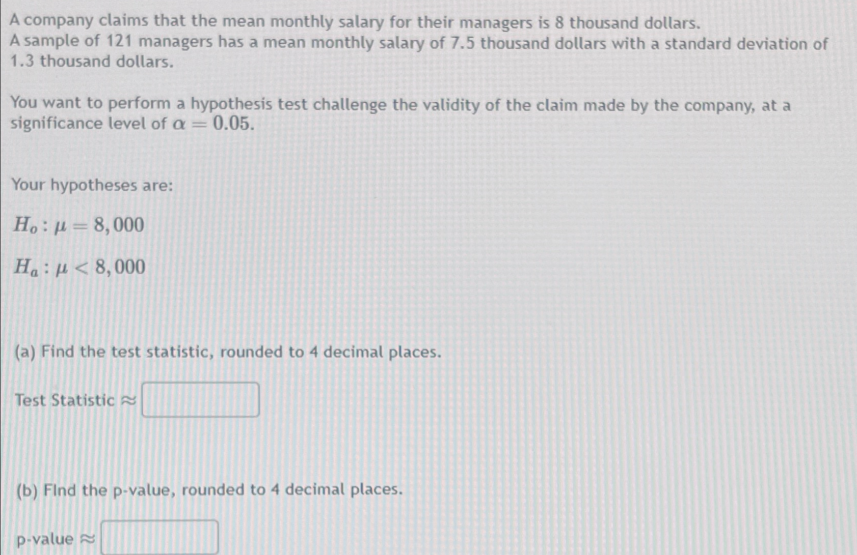 Solved A company claims that the mean monthly salary for | Chegg.com