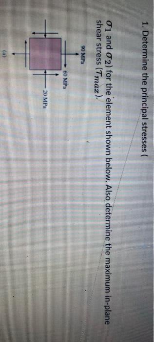 Solved 1. Determine the principal stresses 01 and 2) for the | Chegg.com