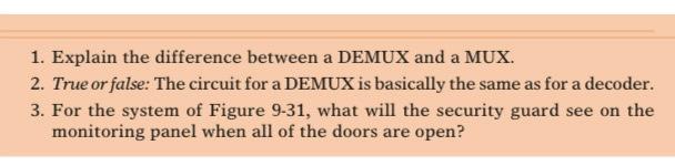 Solved 1. Explain the difference between a DEMUX and a MUX. | Chegg.com