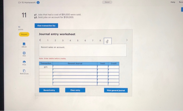 Solved Check 11 10 points Skipped Exercise 15-6 Recording | Chegg.com