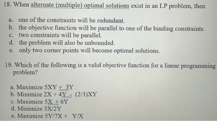 multiple optimal solutions assignment problem