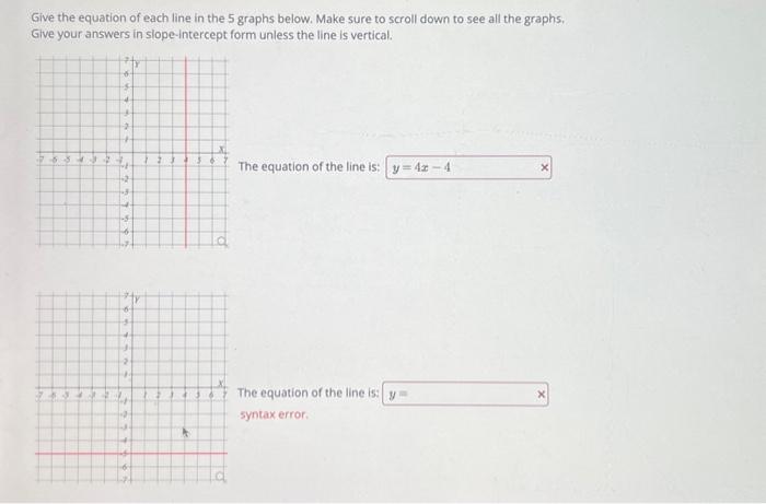 Solved Give the equation of each line in the 5 graphs below. | Chegg.com
