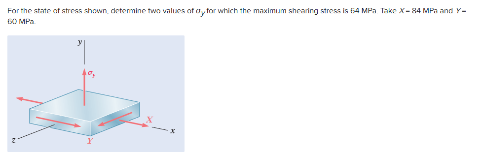 Solved For the state of stress shown, determine two values | Chegg.com