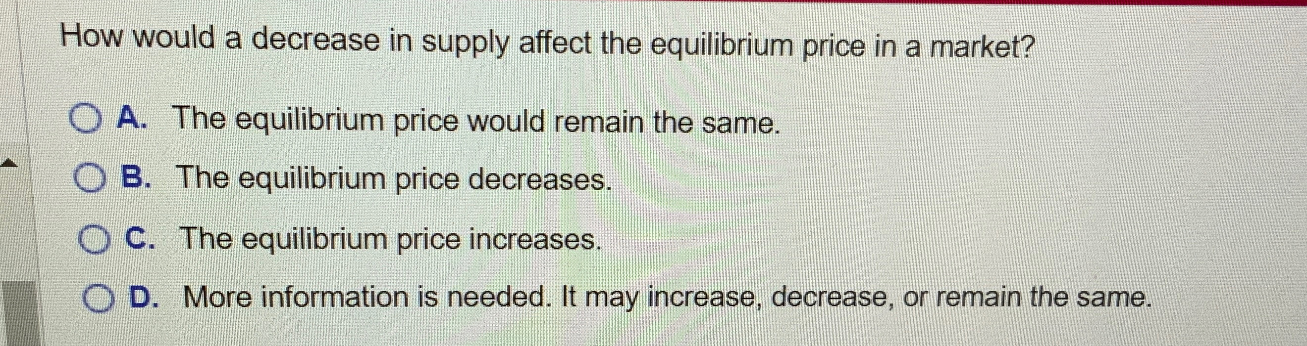Solved How would a decrease in supply affect the equilibrium | Chegg.com