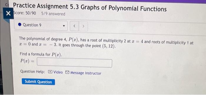 Solved Practice Assignment 5.3 Graphs of Polynomial | Chegg.com