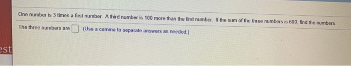 one third of a number plus 2 is 3