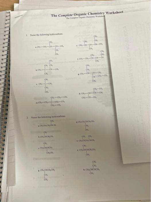 Solved The Complete Organic Chemistry Worksheet The Complete | Chegg.com
