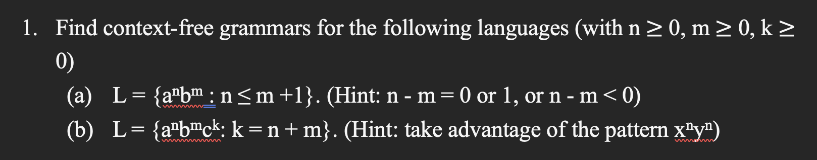 Solved Find Context-free Grammars For The Following | Chegg.com