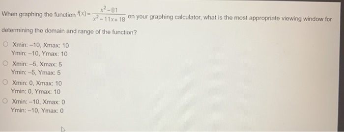 Solved When Graphing The Function *) 2 X²-81 1 1 On Your 