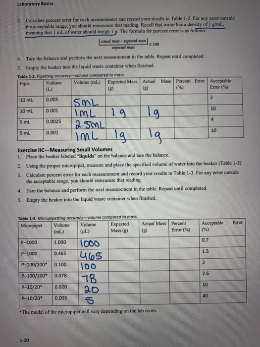 Solved D QUESTIONS Exercise describes students measuring out