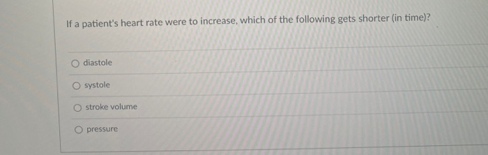 Solved If a patient's heart rate were to increase, which of | Chegg.com