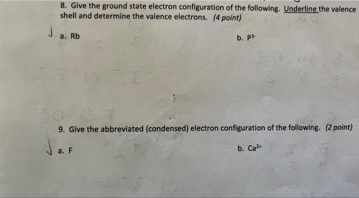Solved 8. Give the ground state electron configuration of | Chegg.com