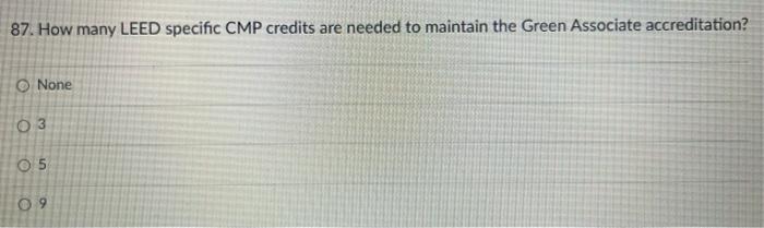 Solved 87. How many LEED specific CMP credits are needed to | Chegg.com