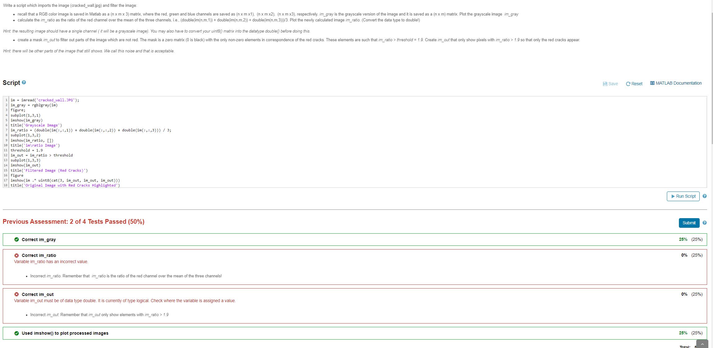Write a script which imports the image | Chegg.com
