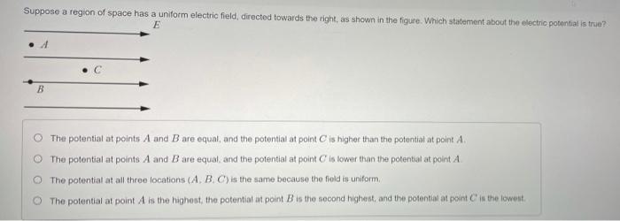 Solved Suppose a region of space has a uniform electric | Chegg.com