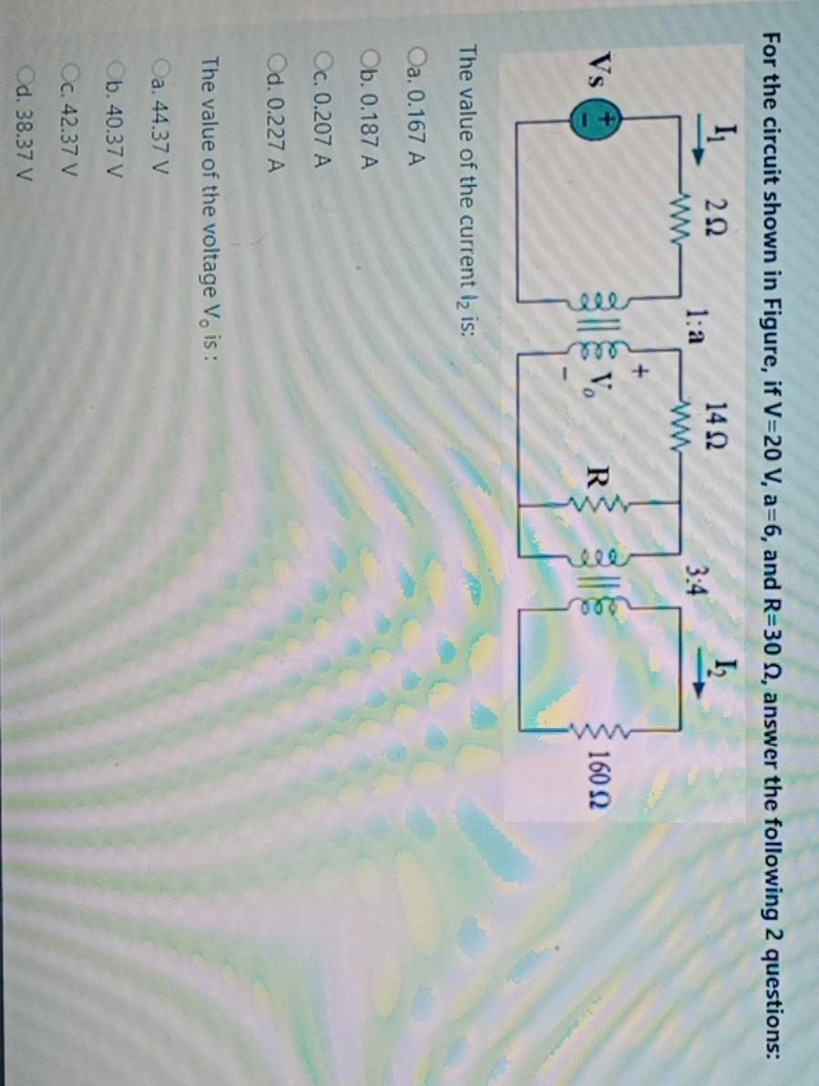 Solved For the circuit shown in Figure, if V=20 V, a=6, and | Chegg.com