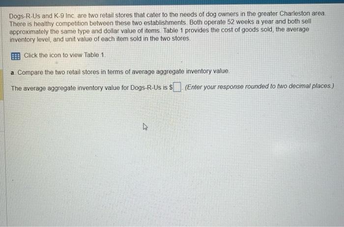 Solved Dogs-R-Us and K−9 Inc are two retail stores that | Chegg.com