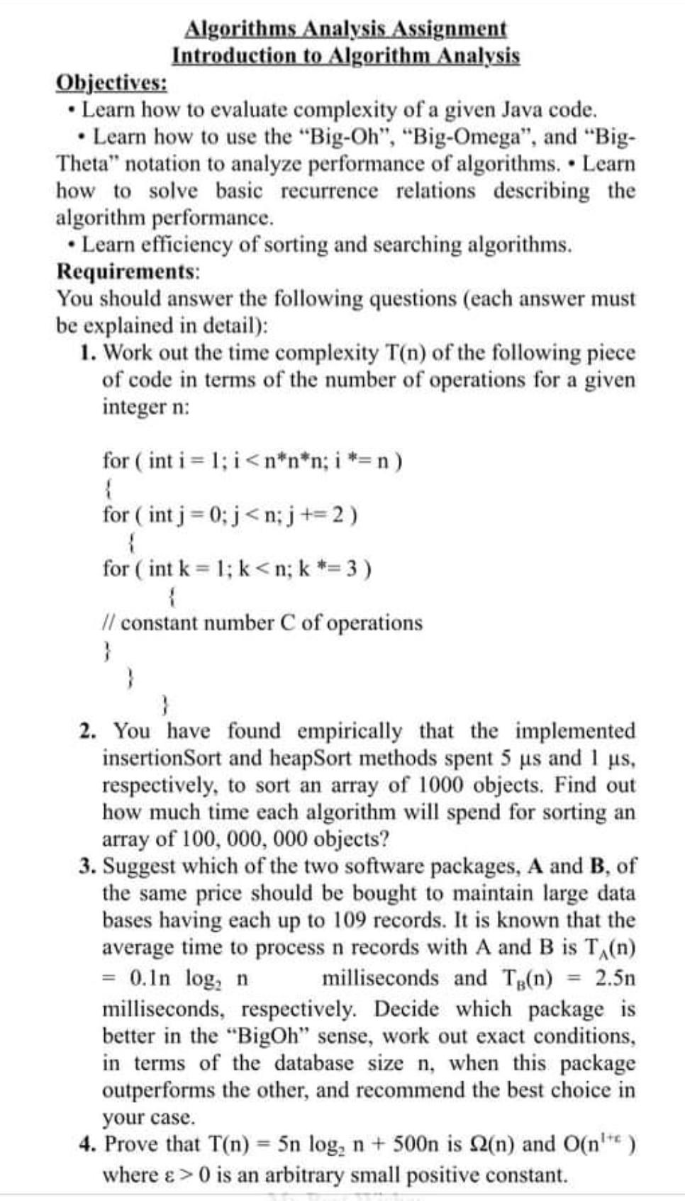 algorithms ignou assignment