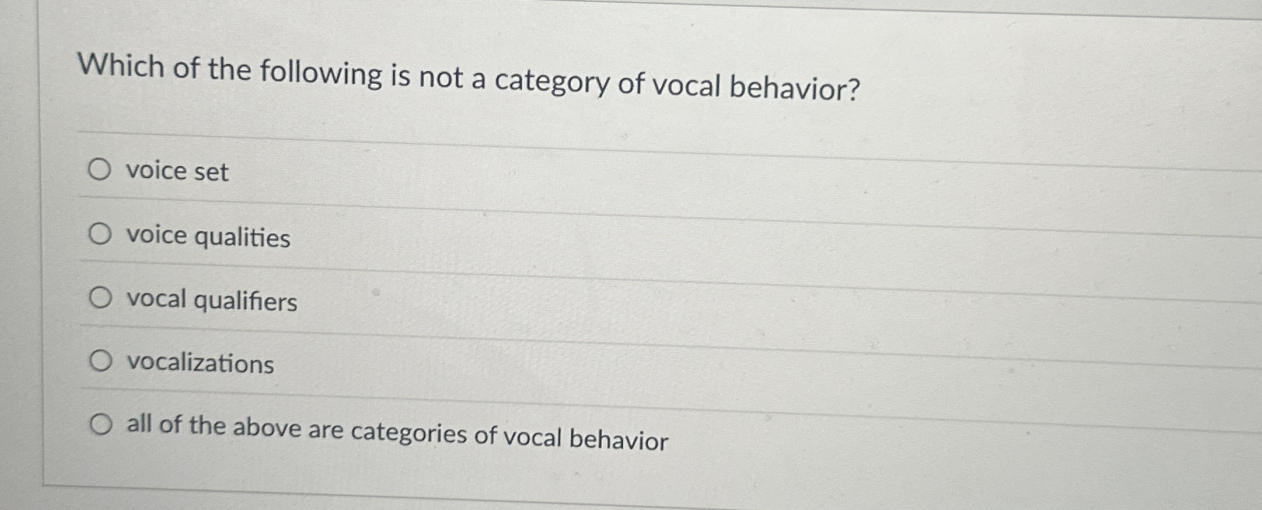 Solved Which of the following is not a category of vocal | Chegg.com