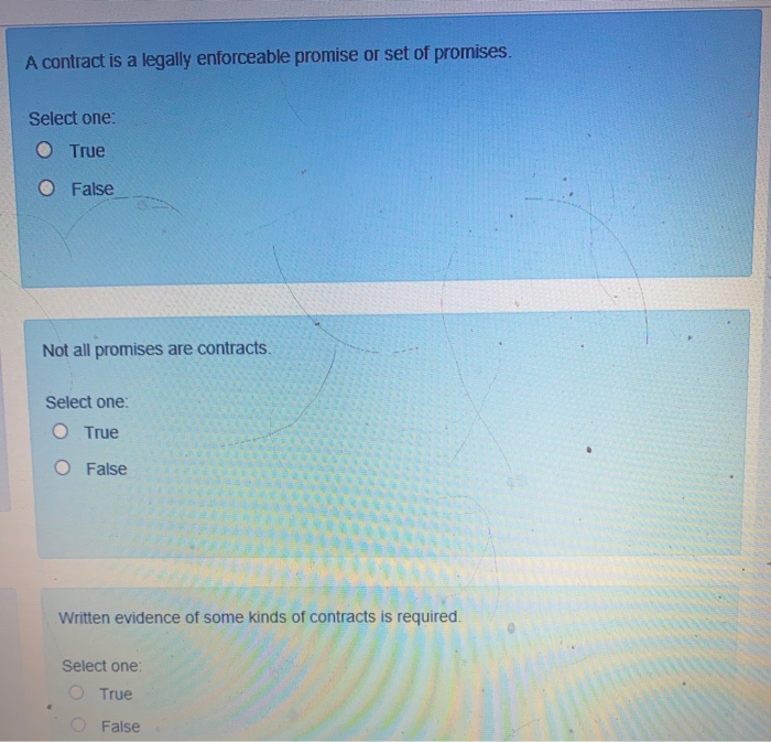 Solved A Contract Is A Legally Enforceable Promise Or Set Of Chegg