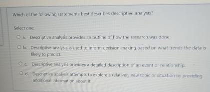 Solved Which of the following statements best describes | Chegg.com