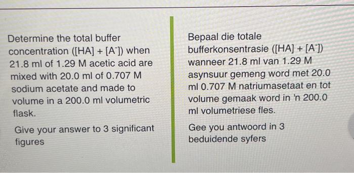 Solved Determine the total buffer concentration | Chegg.com