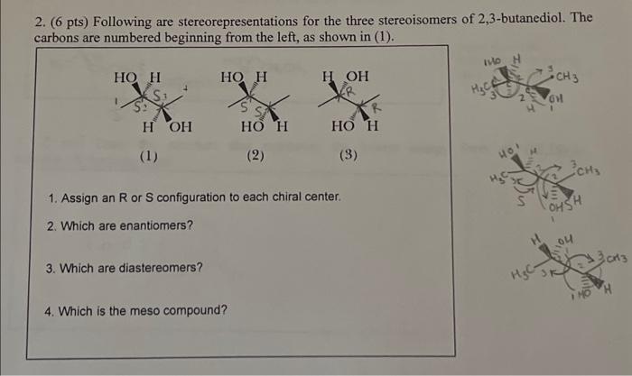 Solved Following Are Stereorepresentations For The Three | Chegg.com