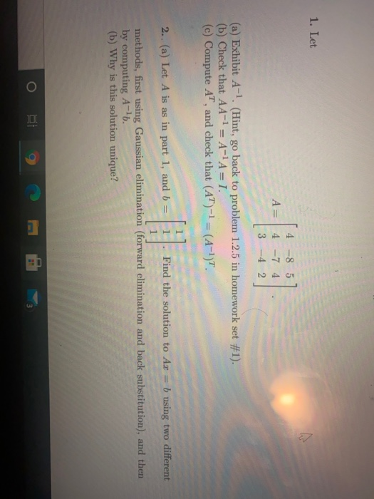 Solved 1. Let A= 4 -8 5 4 -7 4 3 - 4 2 (a) Exhibit A-1. | Chegg.com