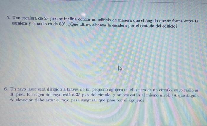Solved 5. Una escalera de 23 pies se inclina contra un | Chegg.com