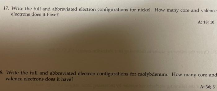 Solved 17. Write the full and abbreviated electron | Chegg.com