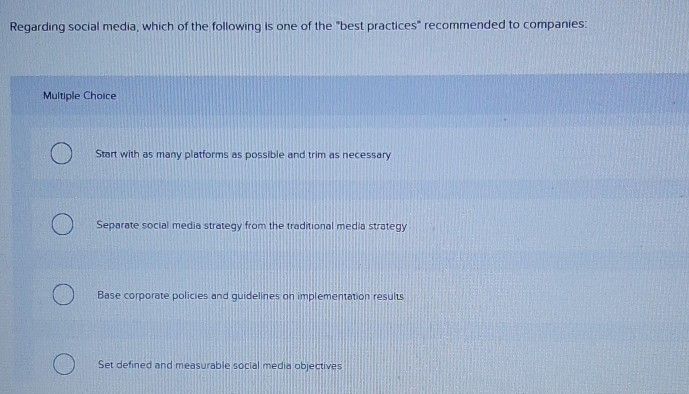 Solved Regarding social media, which of the following is one | Chegg.com